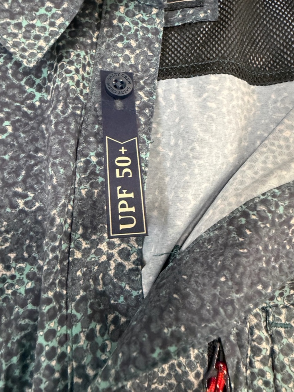 Salty Crew Short Sleeve Button-Down in Blue Green Print - Picture 5 of 5